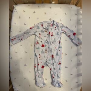 Angel Dear Santa Ski Friends - 2 Way Zipper Footie - 0-3M